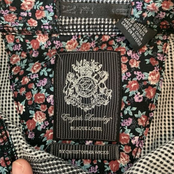 English Laundry Black Men’s Snap Button Dress Shirt Button Down Size M - Picture 2 of 5